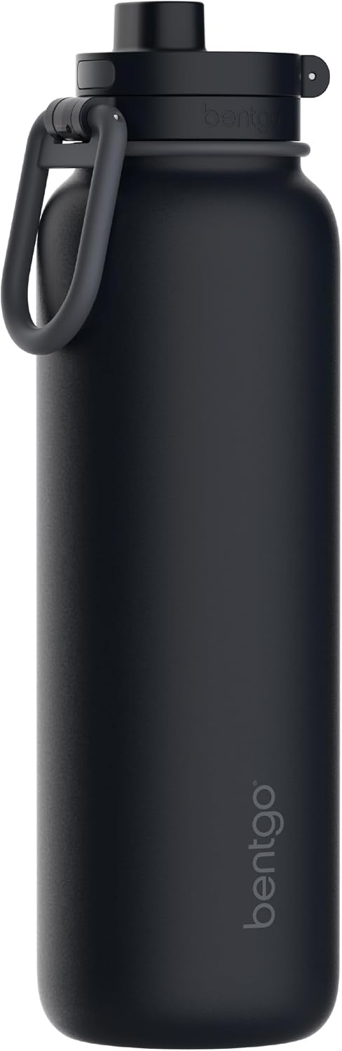 image:imageBentgo Flip 2in1 Straw amp Chug LeakProof Insulated Water Bottle 24 fl ozBack to Black