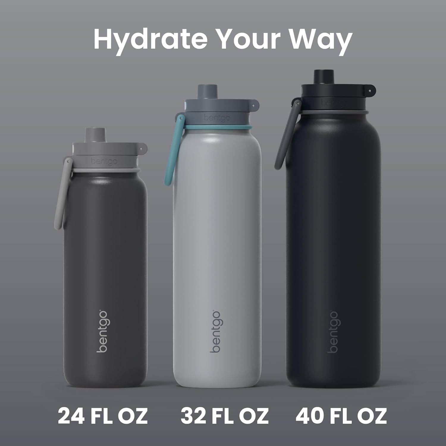 image:imageBentgo Flip 2in1 Straw amp Chug LeakProof Insulated Water Bottle 24 fl ozBack to Black