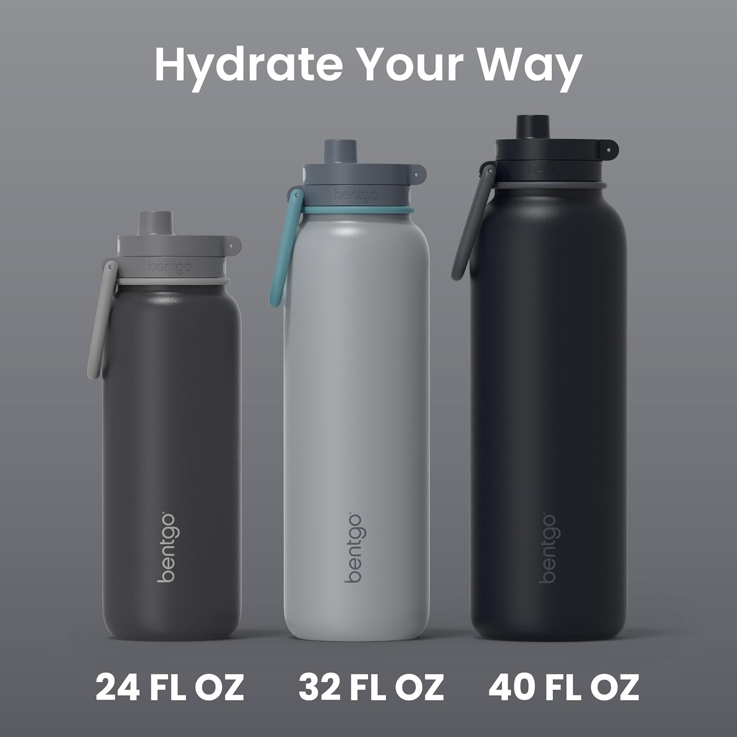 image:imageBentgo Flip 2in1 Straw amp Chug LeakProof Insulated Water Bottle 24 fl ozBack to Black