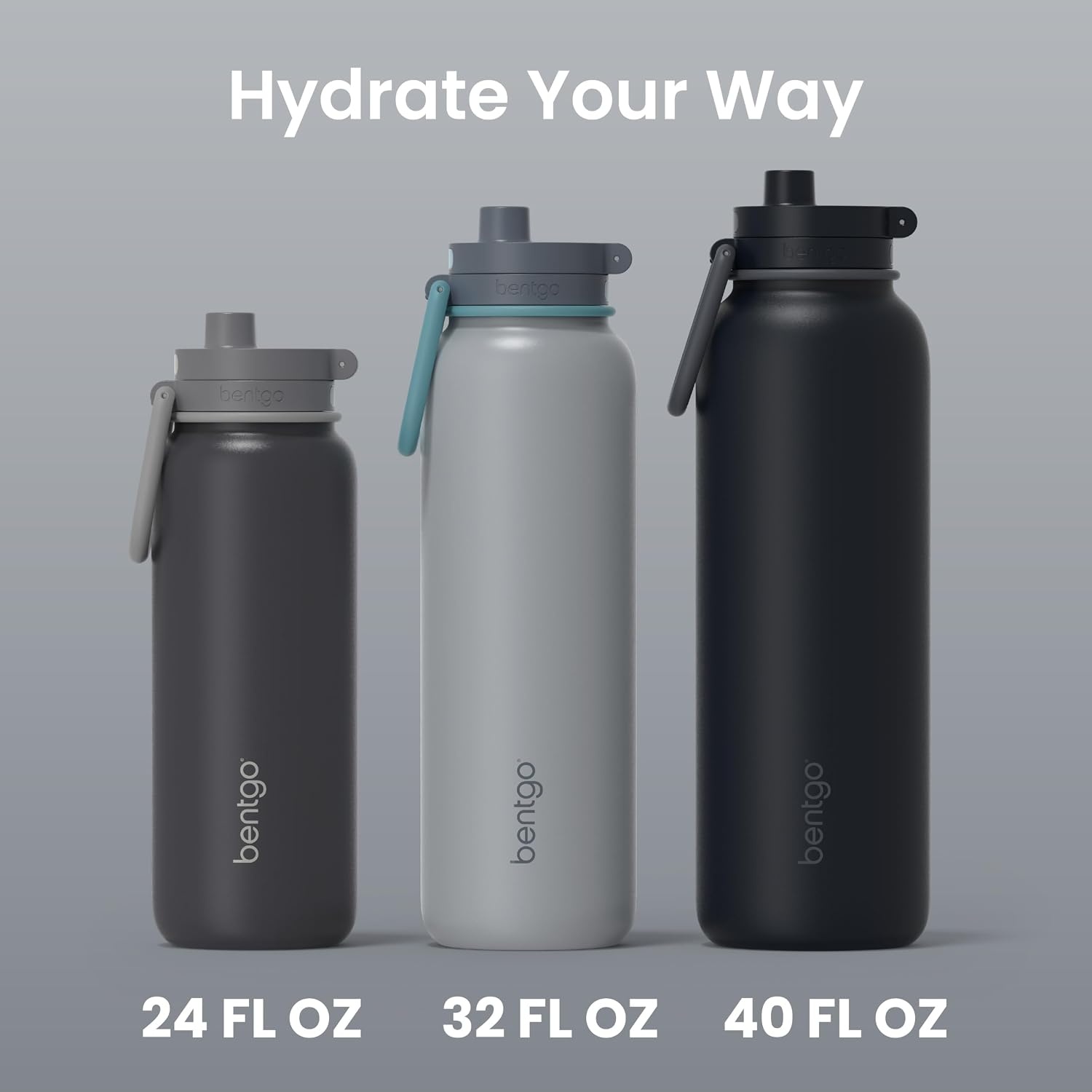 image:imageBentgo Flip 2in1 Straw amp Chug LeakProof Insulated Water Bottle 24 fl ozGray Surf