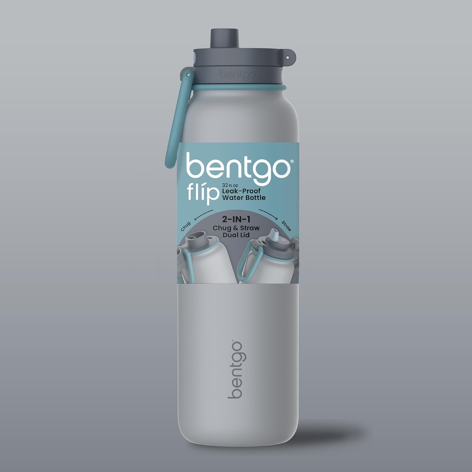 image:imageBentgo Flip 2in1 Straw amp Chug LeakProof Insulated Water Bottle 24 fl ozGray Surf