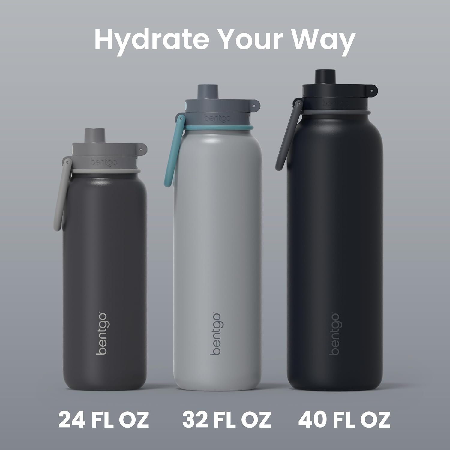image:imageBentgo Flip 2in1 Straw amp Chug LeakProof Insulated Water Bottle 24 fl ozGray Surf