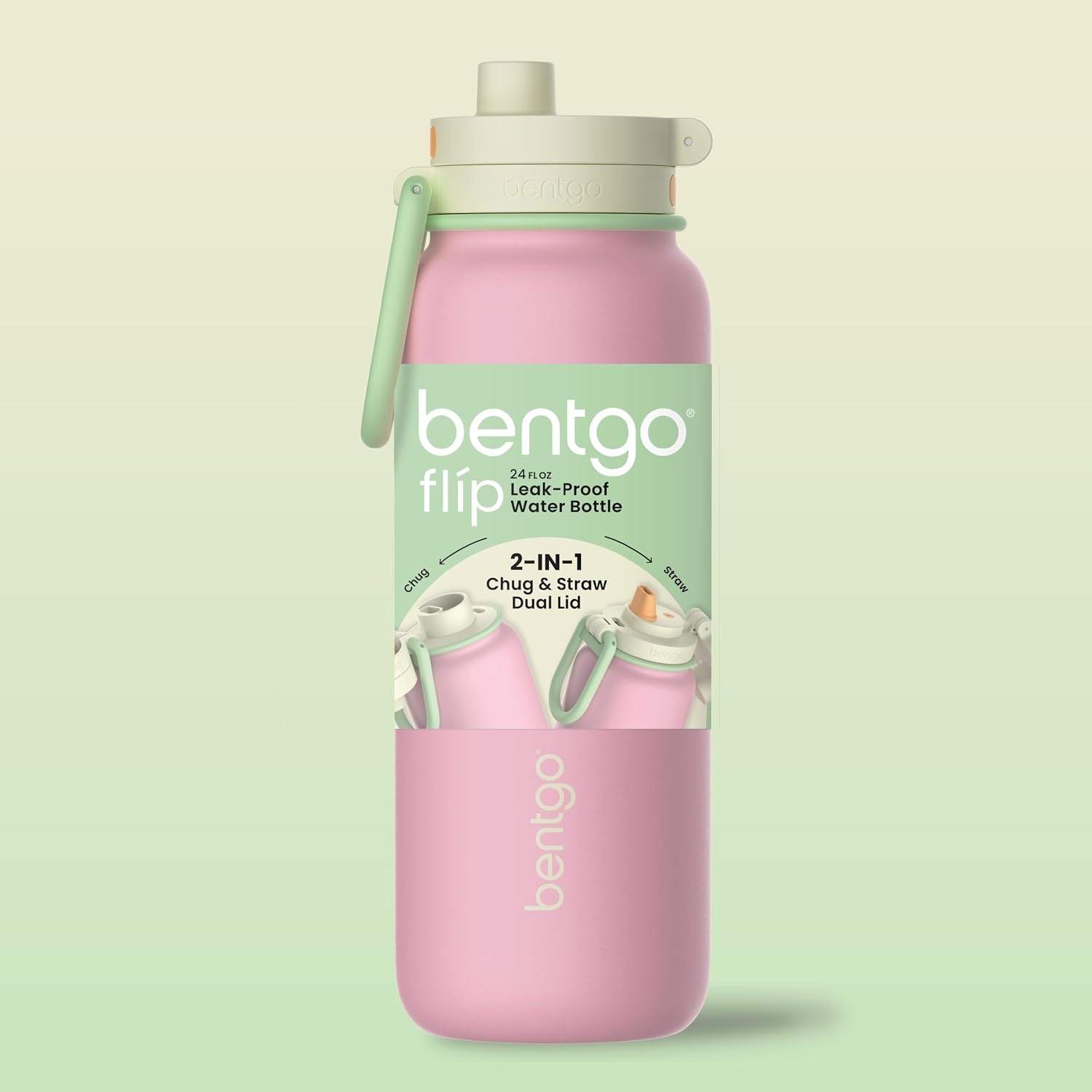 image:imageBentgo Flip 2in1 Straw amp Chug LeakProof Insulated Water Bottle 24 fl ozSherbet