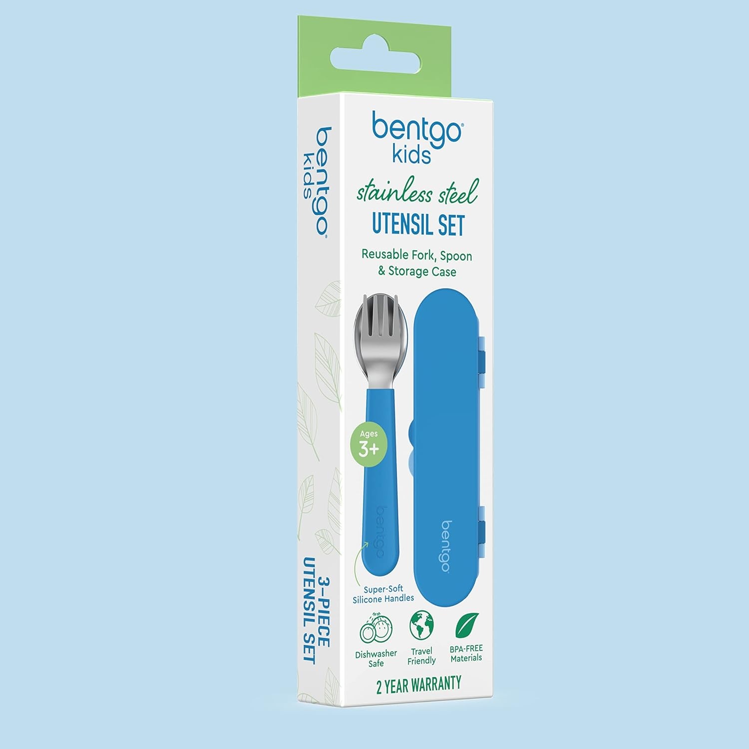 image:imageBentgo Kids Plastic Utensil Set with Fork Spoon amp Storage CaseBlue