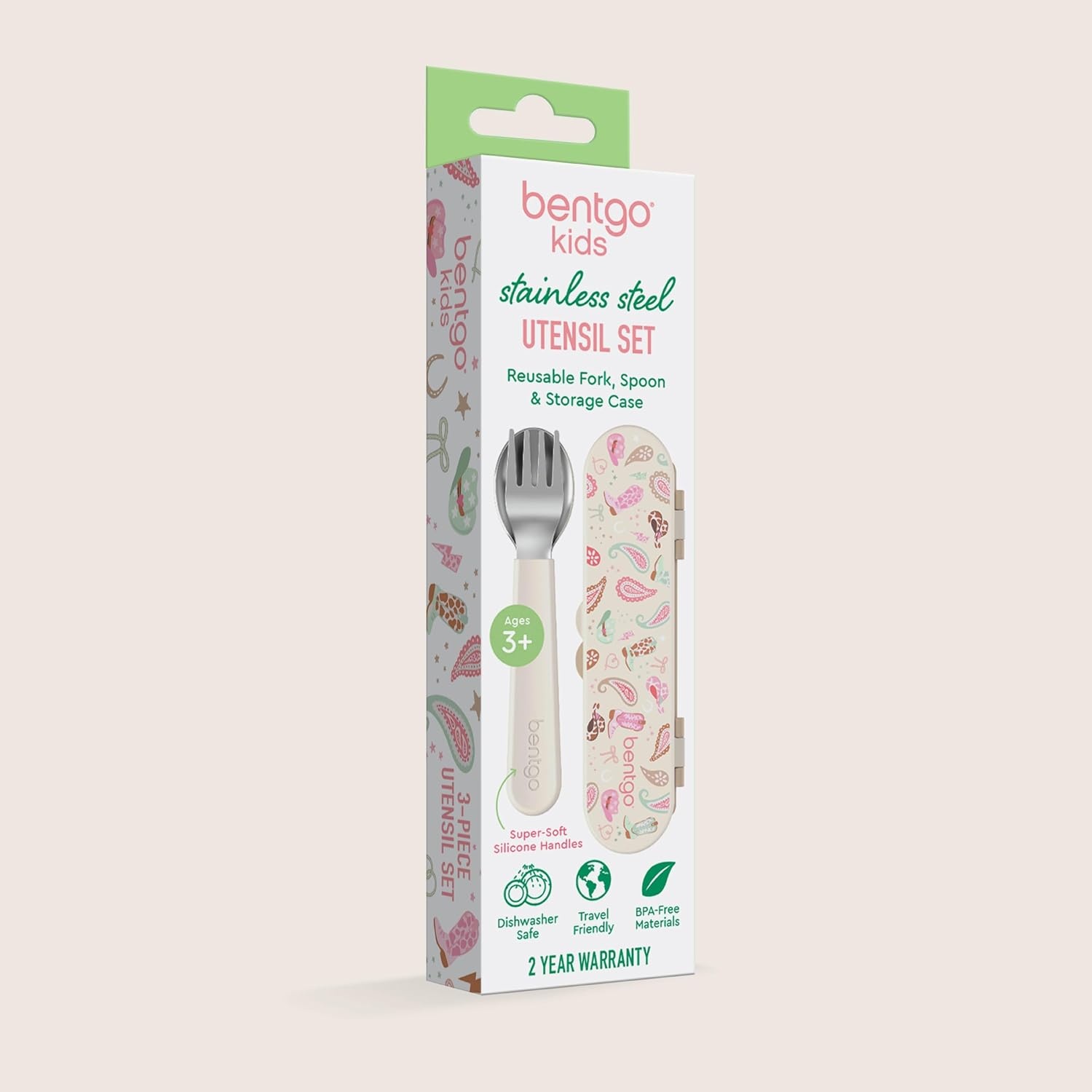 image:imageBentgo Kids Plastic Utensil Set with Fork Spoon amp Storage CaseCowgirl Dreams