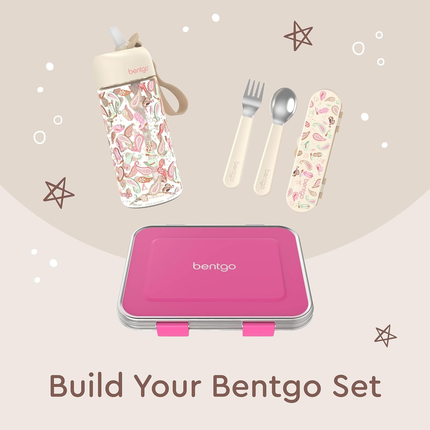 image:imageBentgo Kids Plastic Utensil Set with Fork Spoon amp Storage CaseCowgirl Dreams