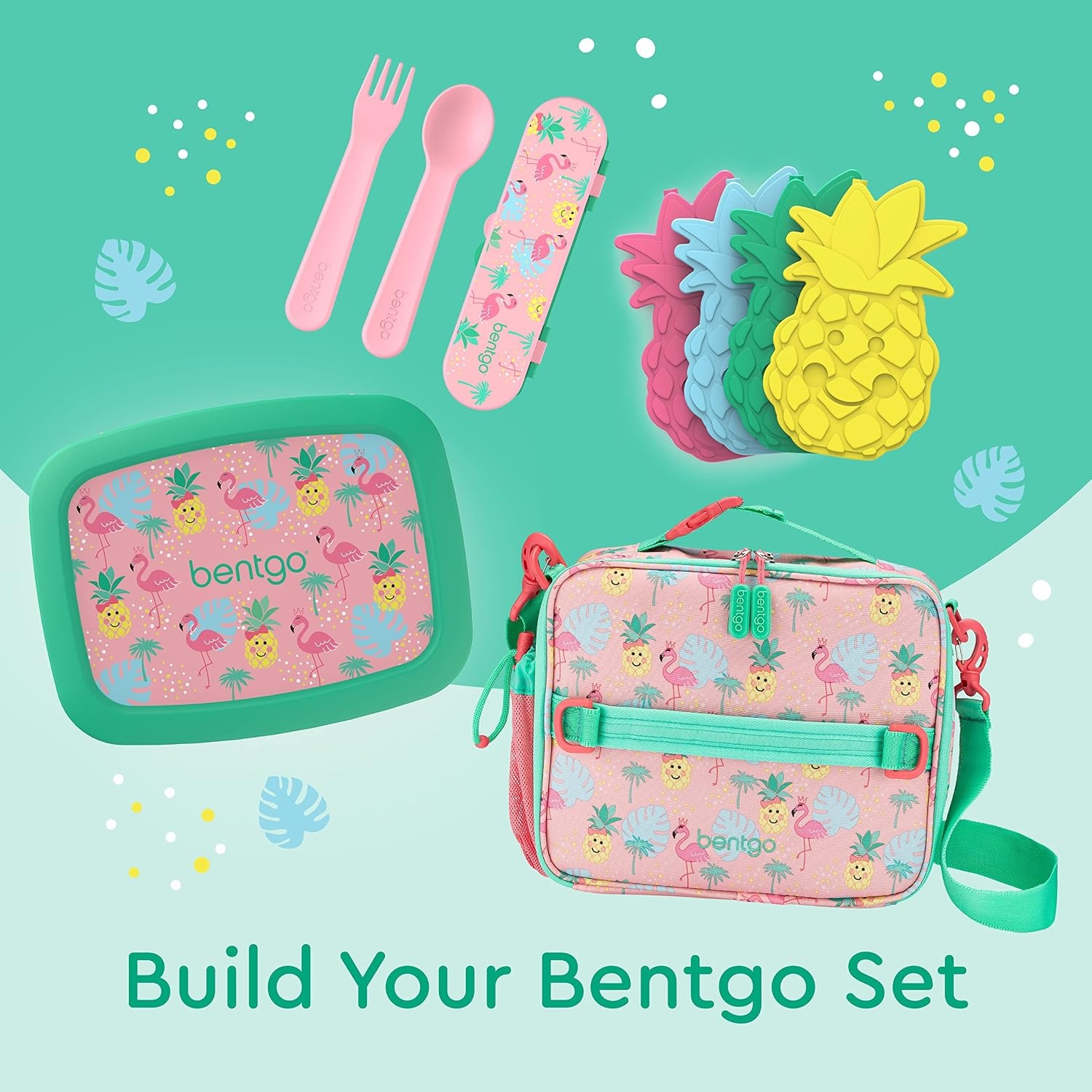 image:imageBentgo Kids Plastic Utensil Set with Fork Spoon amp Storage CaseTropical