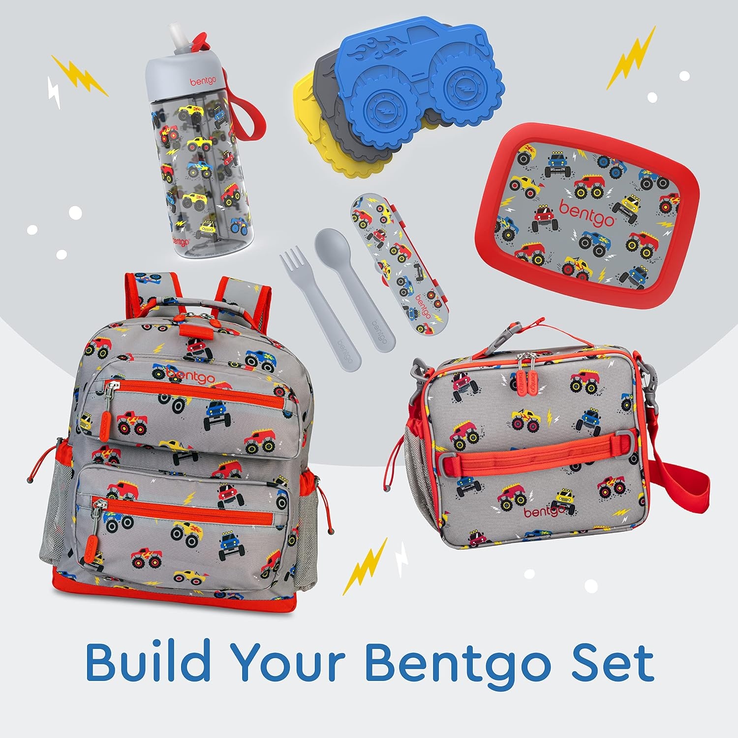 image:imageBentgo Kids Plastic Utensil Set with Fork Spoon amp Storage CaseTrucks