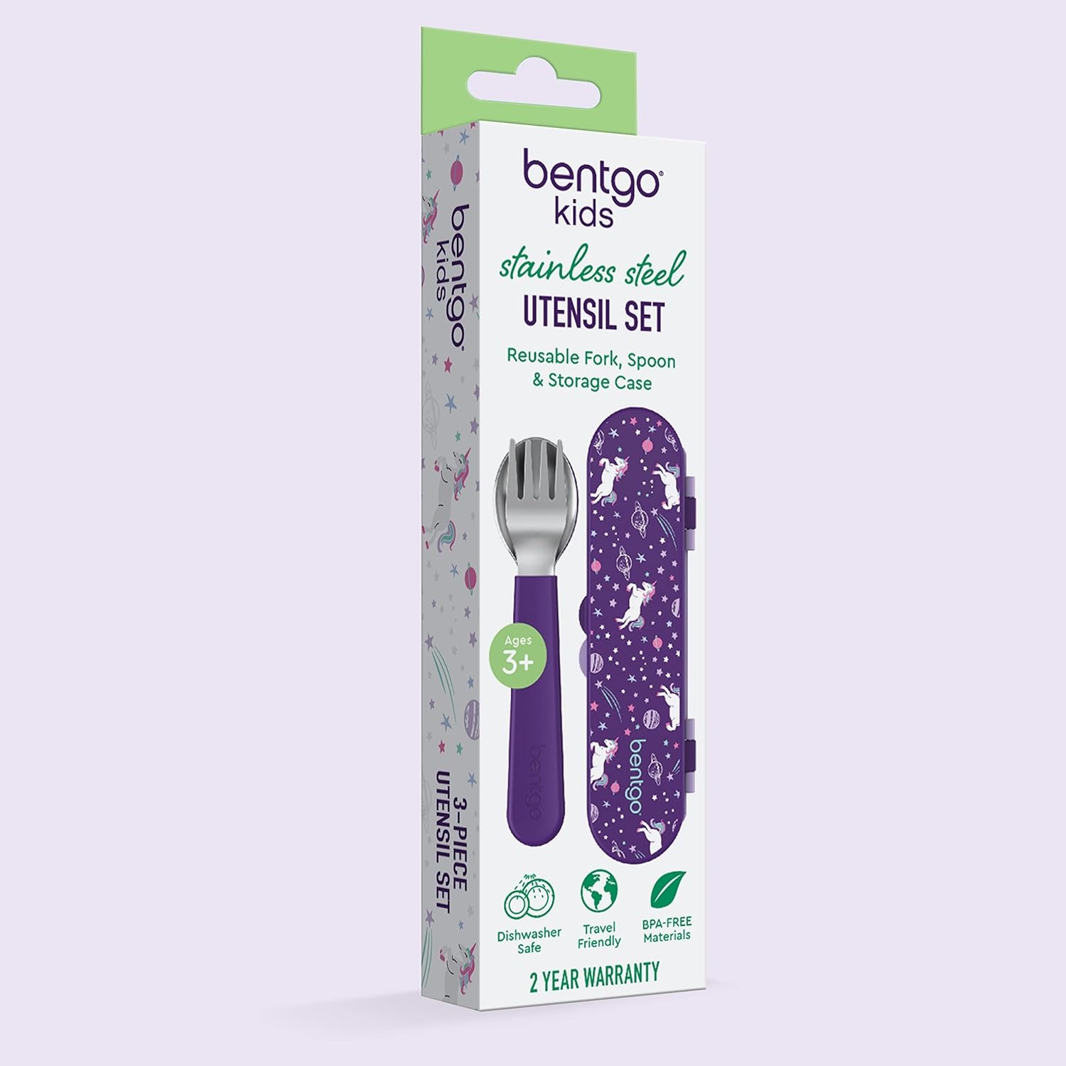 image:imageBentgo Kids Plastic Utensil Set with Fork Spoon amp Storage CaseUnicorn