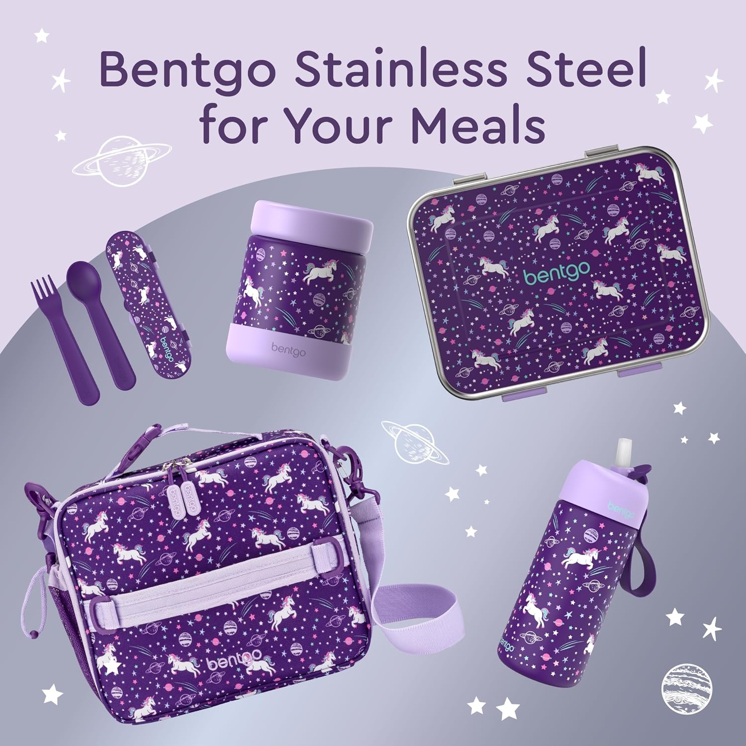 image:imageBentgo Kids Stainless Steel Water Bottle LeakProof 14 oz Bite amp SipUnicorn