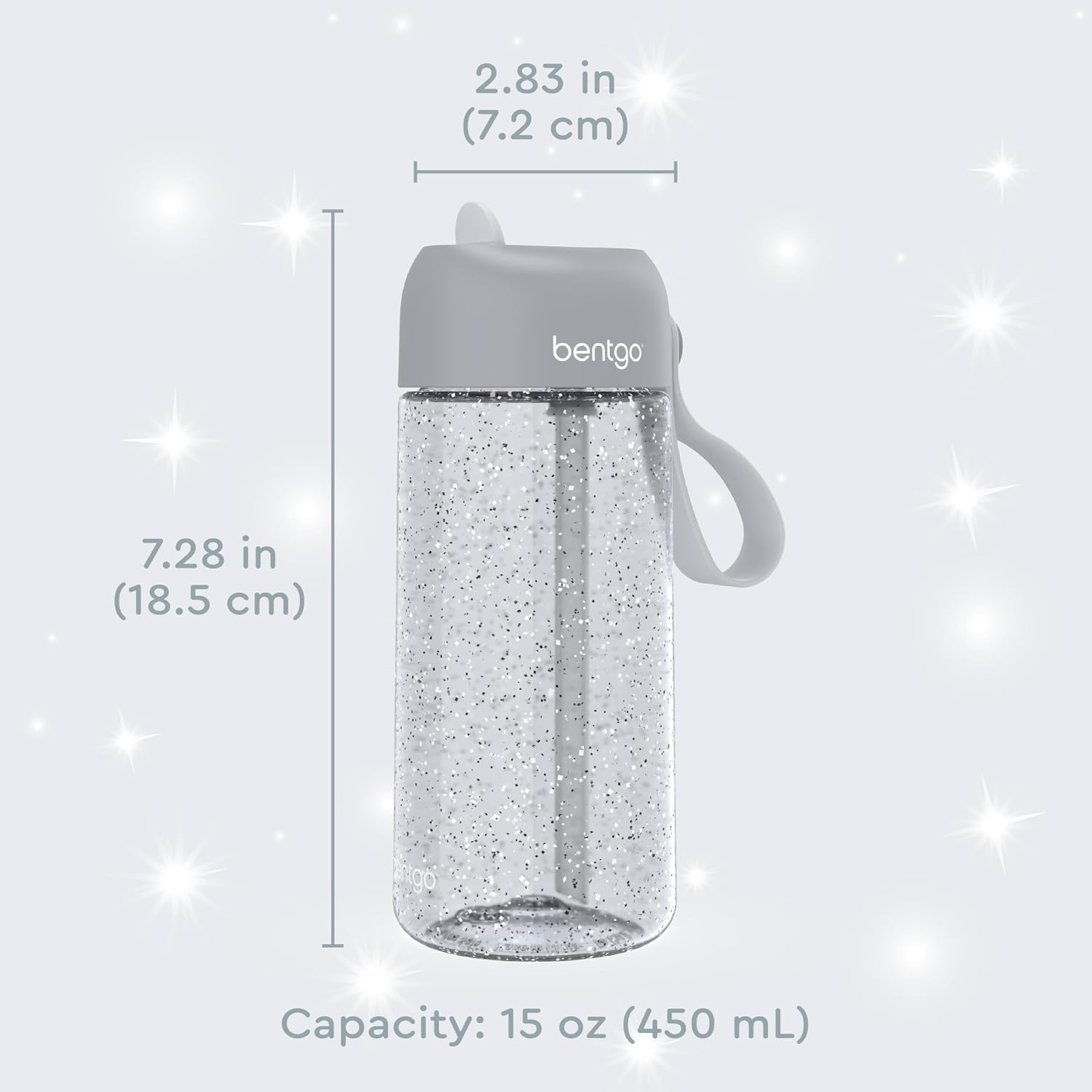 image:imageBentgo Kids Water Bottle LeakProof Durable Tritan PFAS amp BPAFree 15 fl oz KidsToddlers Ages 3 for School amp Sports Bite amp Sip Spout Carrying Handle Dishwasher Safe NEW Blooming FloralGlitter Edition Silver