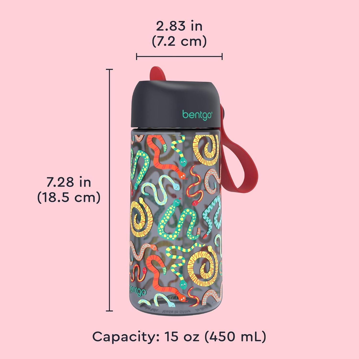 image:imageBentgo Kids Water Bottle LeakProof Durable Tritan PFAS amp BPAFree 15 fl oz KidsToddlers Ages 3 for School amp Sports Bite amp Sip Spout Carrying Handle Dishwasher Safe NEW Blooming FloralSssnakes