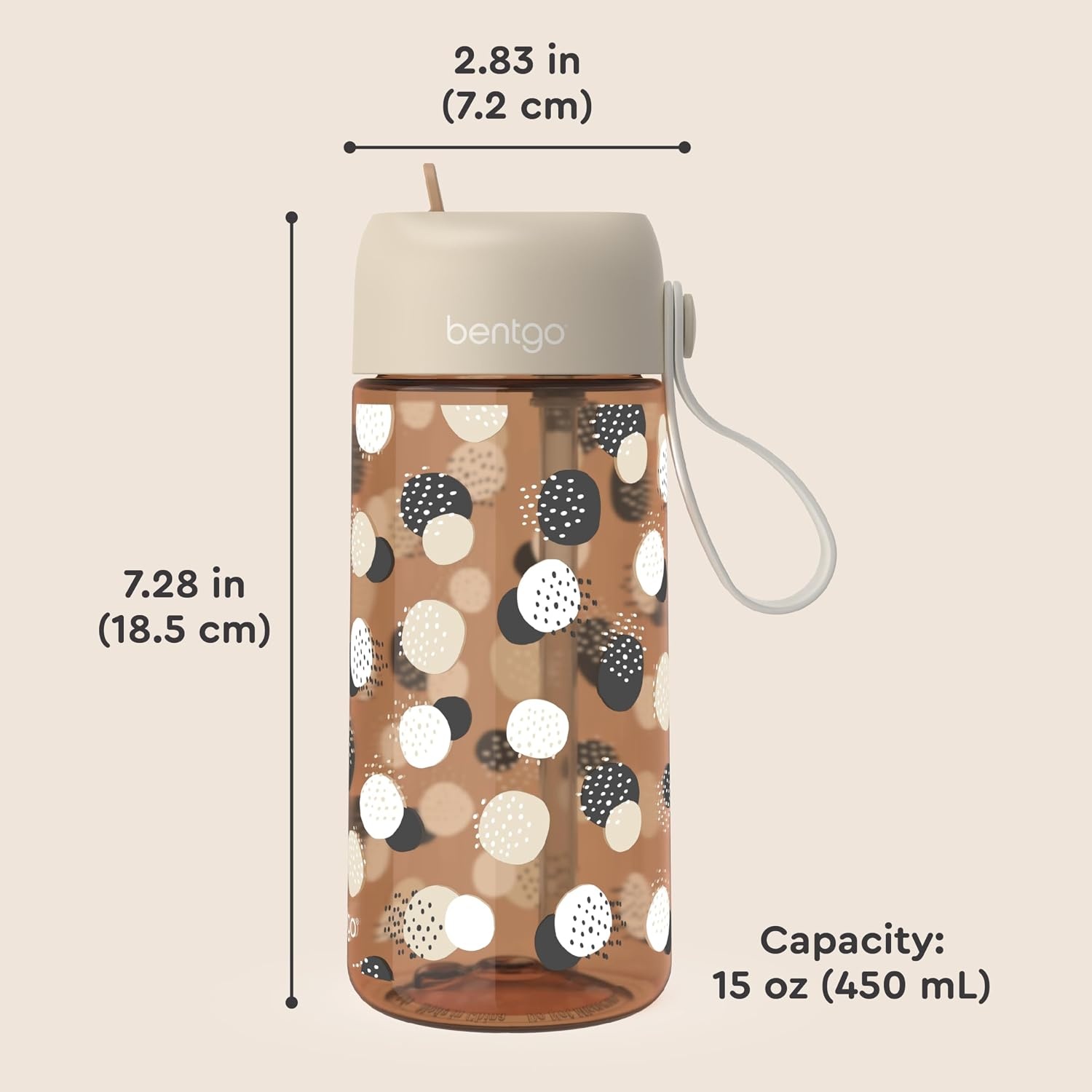 image:imageBentgo Kids Water Bottle LeakProof Durable Tritan PFAS amp BPAFree 15 fl oz KidsToddlers Ages 3 for School amp Sports Bite amp Sip Spout Carrying Handle Dishwasher Safe NEW Blooming FloralSpots and Dots