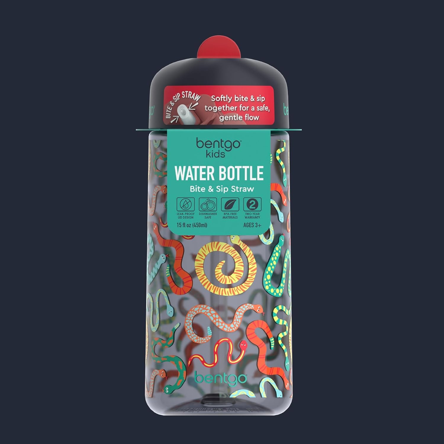 image:imageBentgo Kids Water Bottle LeakProof Durable Tritan PFAS amp BPAFree 15 fl oz KidsToddlers Ages 3 for School amp Sports Bite amp Sip Spout Carrying Handle Dishwasher Safe NEW Blooming FloralSssnakes