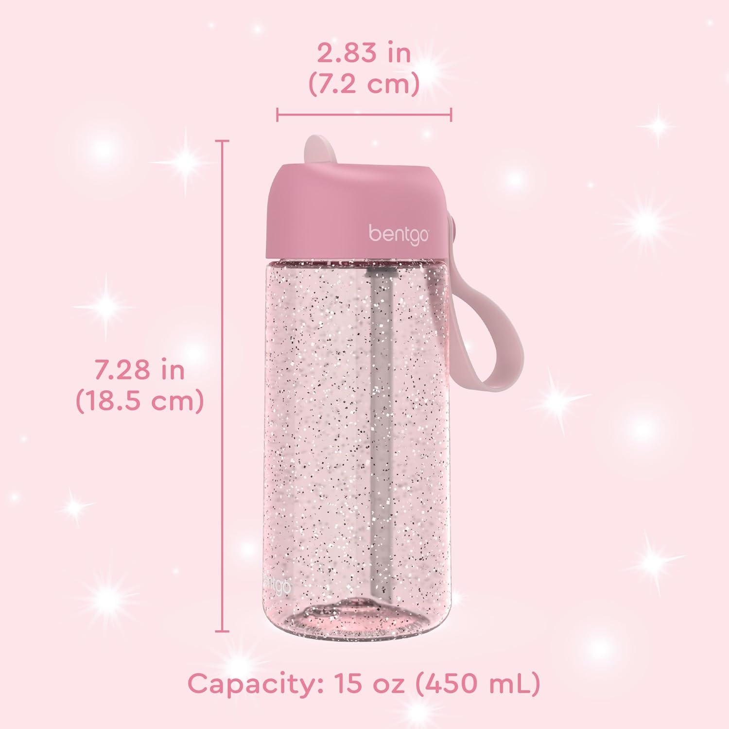 image:imageBentgo Kids Water Bottle LeakProof Durable Tritan PFAS amp BPAFree 15 fl oz KidsToddlers Ages 3 for School amp Sports Bite amp Sip Spout Carrying Handle Dishwasher Safe NEW Blooming FloralPetal Pink
