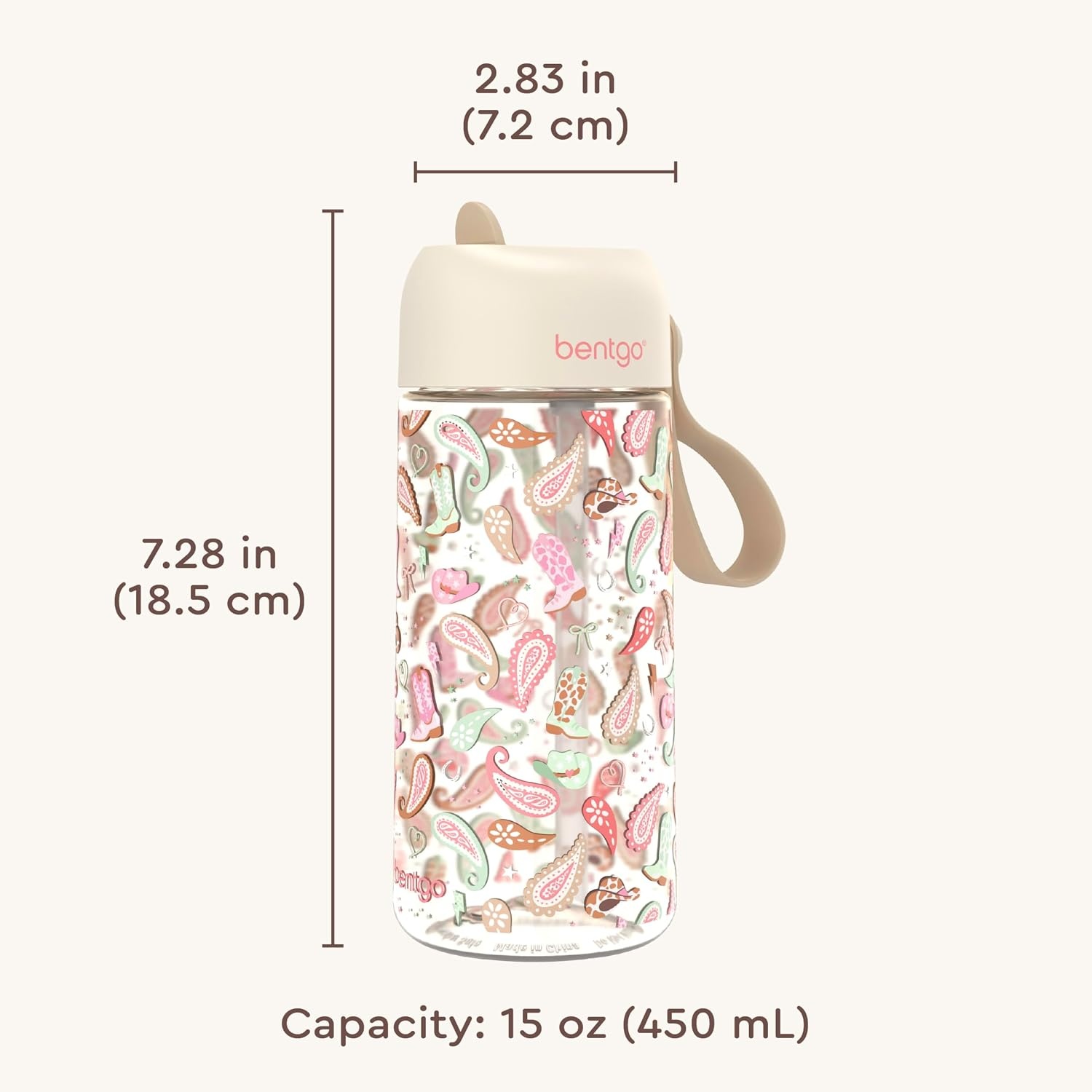 image:imageBentgo Kids Water Bottle LeakProof Durable Tritan PFAS amp BPAFree 15 fl oz KidsToddlers Ages 3 for School amp Sports Bite amp Sip Spout Carrying Handle Dishwasher Safe NEW Blooming FloralCowgirl Dreams