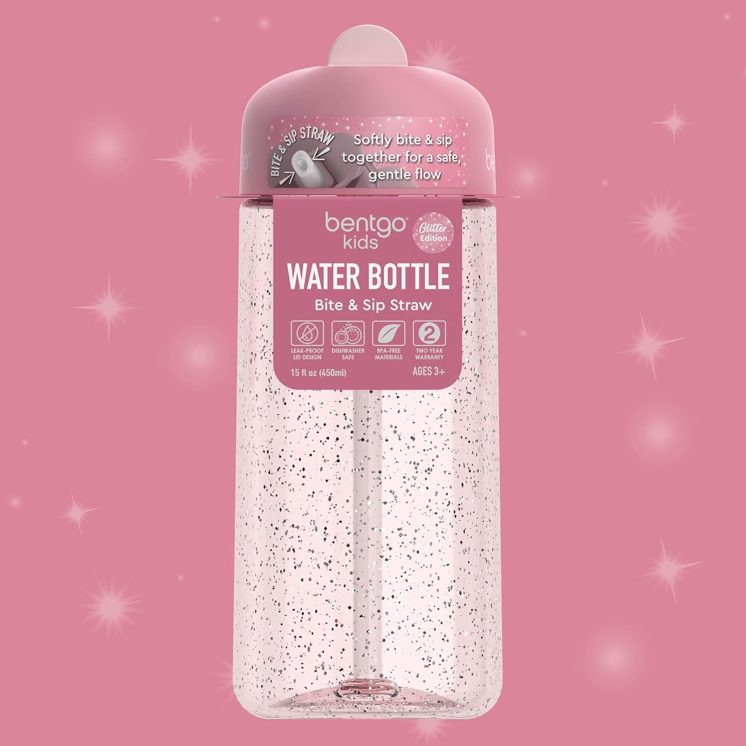 image:imageBentgo Kids Water Bottle LeakProof Durable Tritan PFAS amp BPAFree 15 fl oz KidsToddlers Ages 3 for School amp Sports Bite amp Sip Spout Carrying Handle Dishwasher Safe NEW Blooming FloralPetal Pink