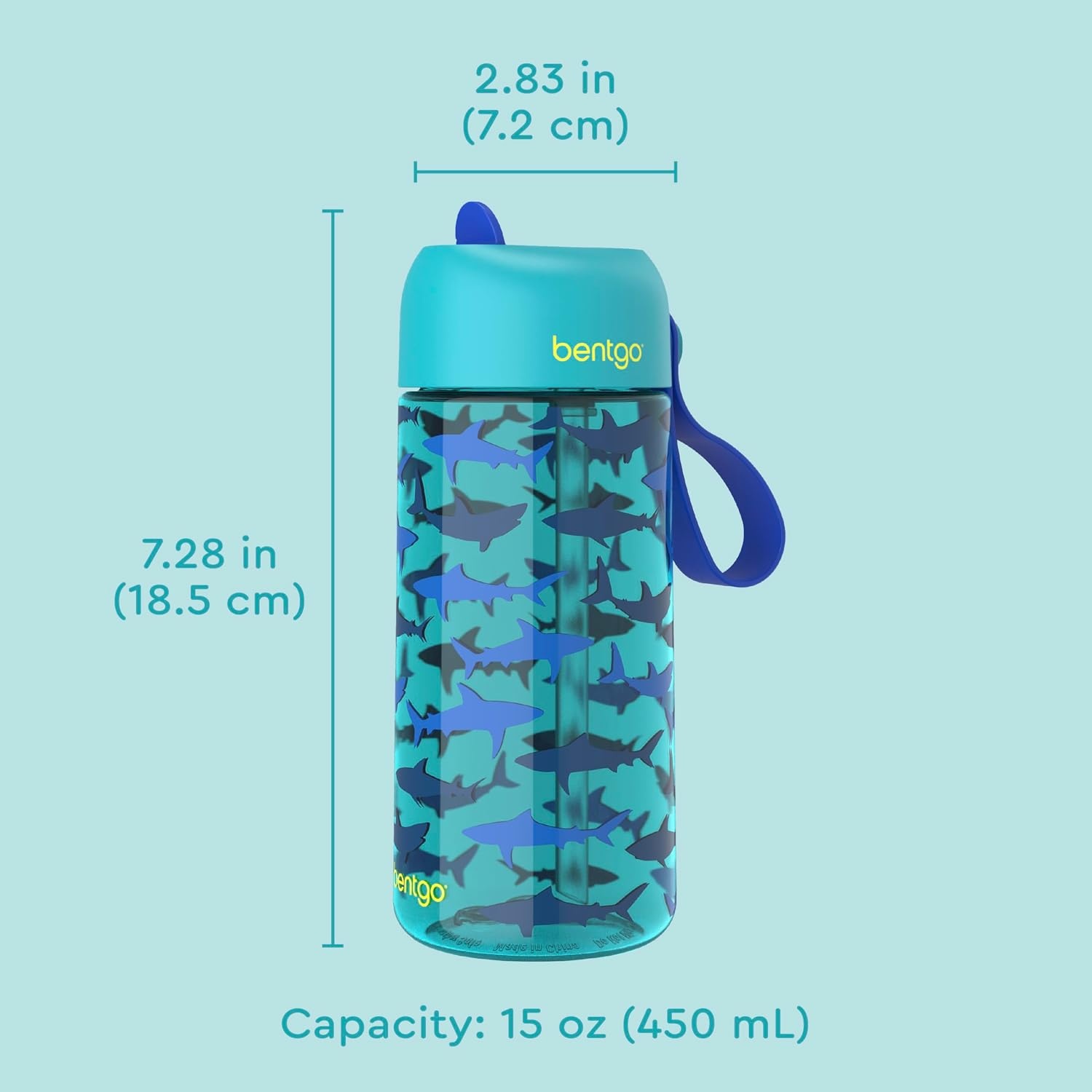 image:imageBentgo Kids Water Bottle LeakProof Durable Tritan PFAS amp BPAFree 15 fl oz KidsToddlers Ages 3 for School amp Sports Bite amp Sip Spout Carrying Handle Dishwasher Safe NEW Blooming FloralShark
