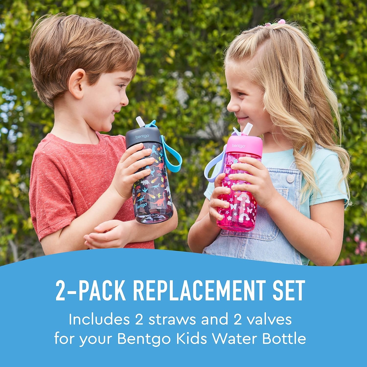 image:imageBentgo Kids Water Bottle Replacement Straws 2Pack of Reusable LeakProof BPAFree SafeSip Straws amp Valves for Bentgo Water Bottles BGKDWB BGKDSTBL