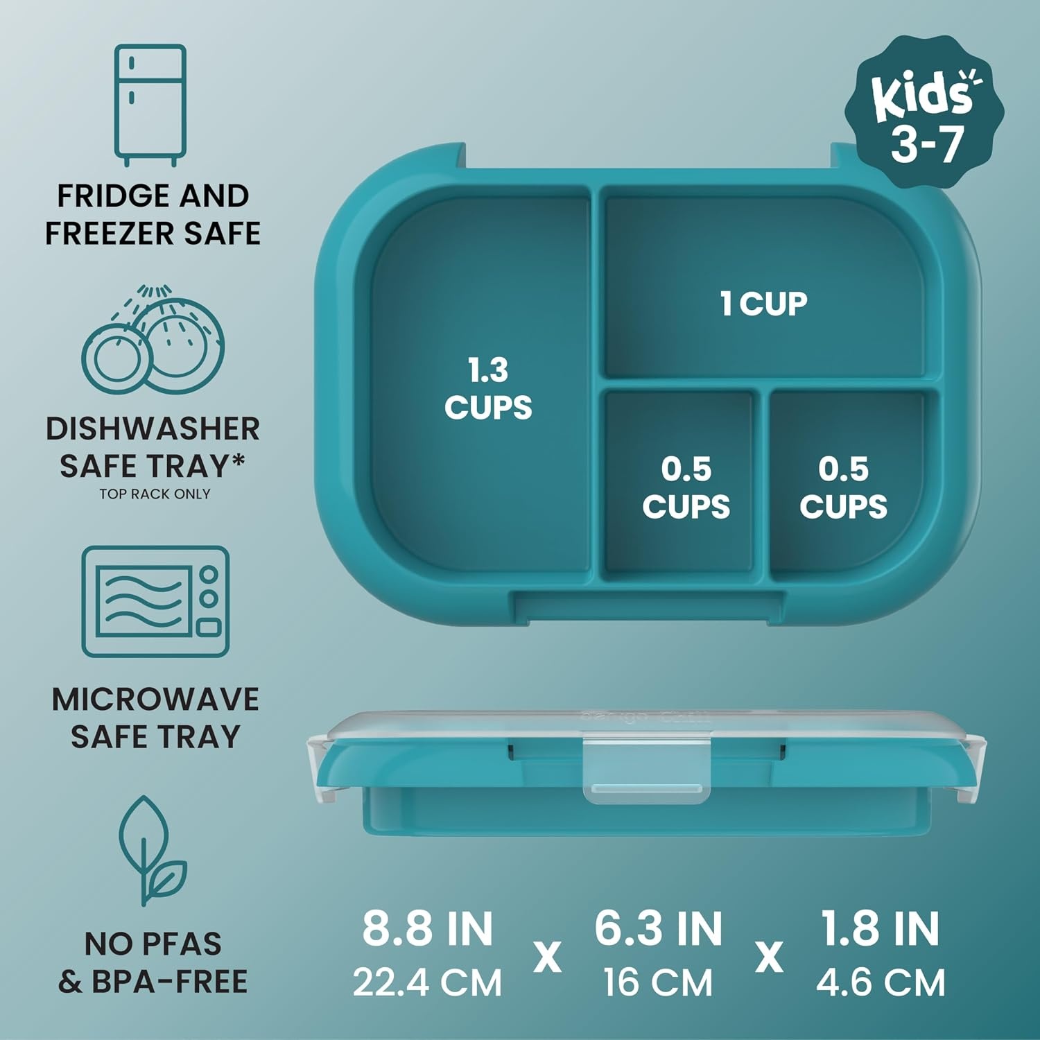image:imageBentgo Replacement Tray Chill Kids Lunch Box Reusable 4Compartment Bento Box for Easy Meal Prep 33 Cup Capacity BPAFree Transparent Cover For Ages 3 Confetti Edition Truly TealTruly Teal Speckle