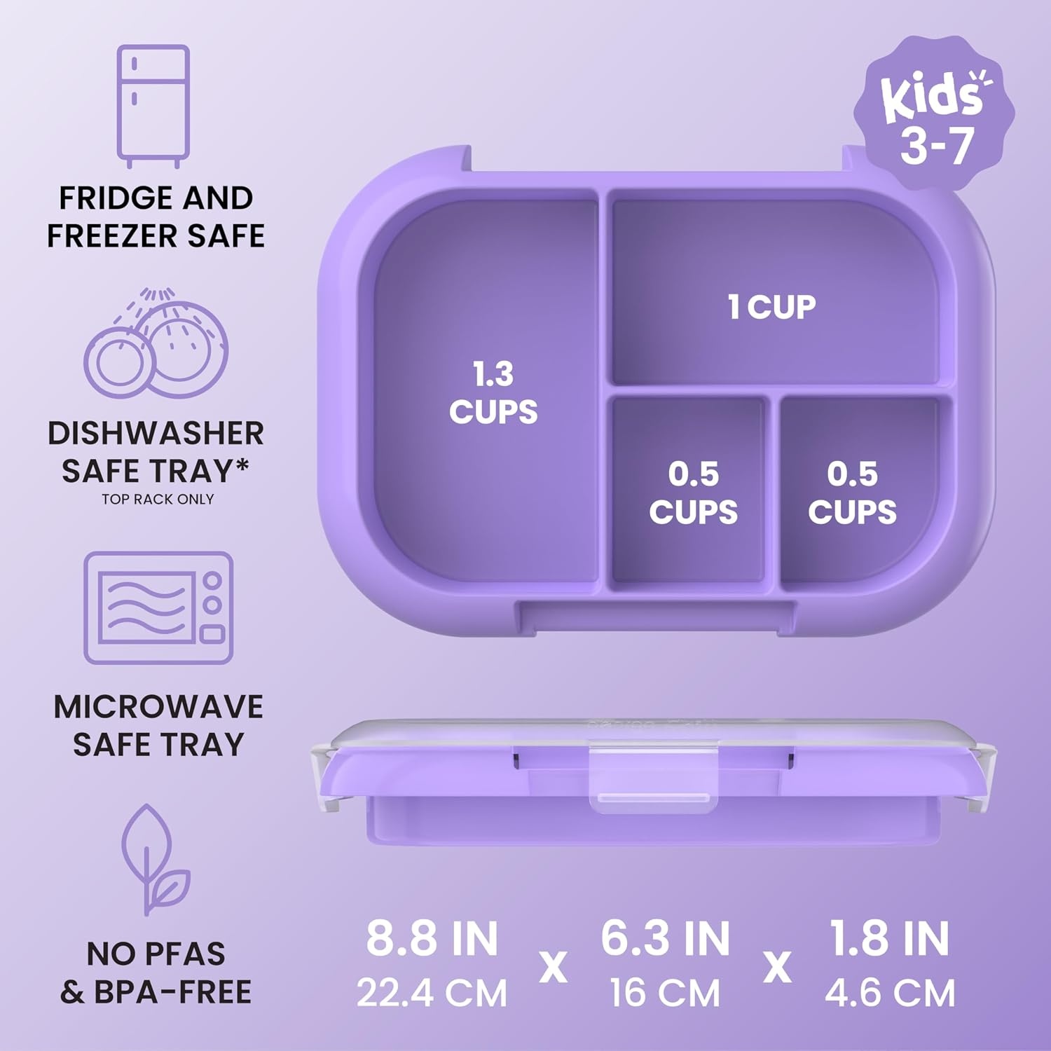 image:imageBentgo Replacement Tray Chill Kids Lunch Box Reusable 4Compartment Bento Box for Easy Meal Prep 33 Cup Capacity BPAFree Transparent Cover For Ages 3 Confetti Edition Vivid Orchid