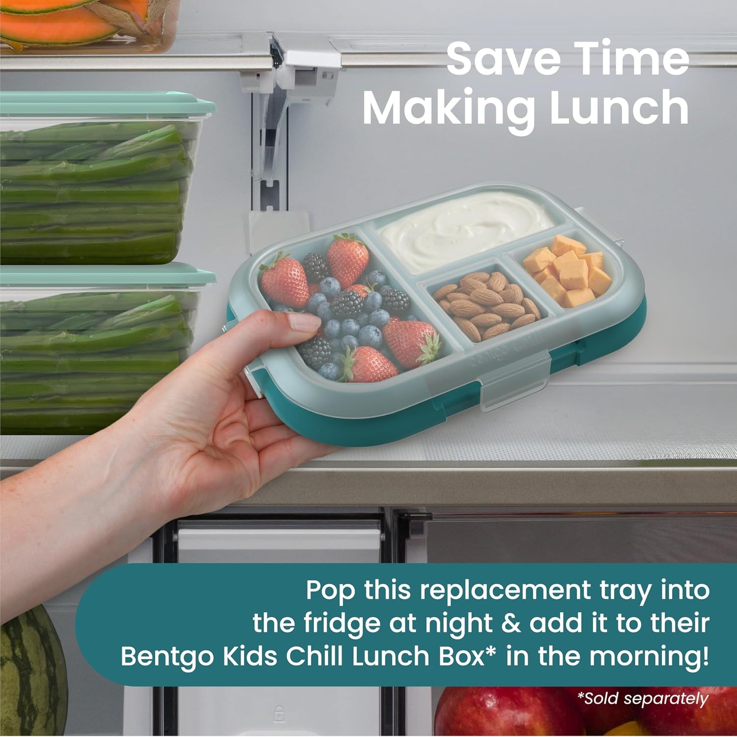 image:imageBentgo Replacement Tray Chill Kids Lunch Box Reusable 4Compartment Bento Box for Easy Meal Prep 33 Cup Capacity BPAFree Transparent Cover For Ages 3 Confetti Edition Truly TealTruly Teal Speckle