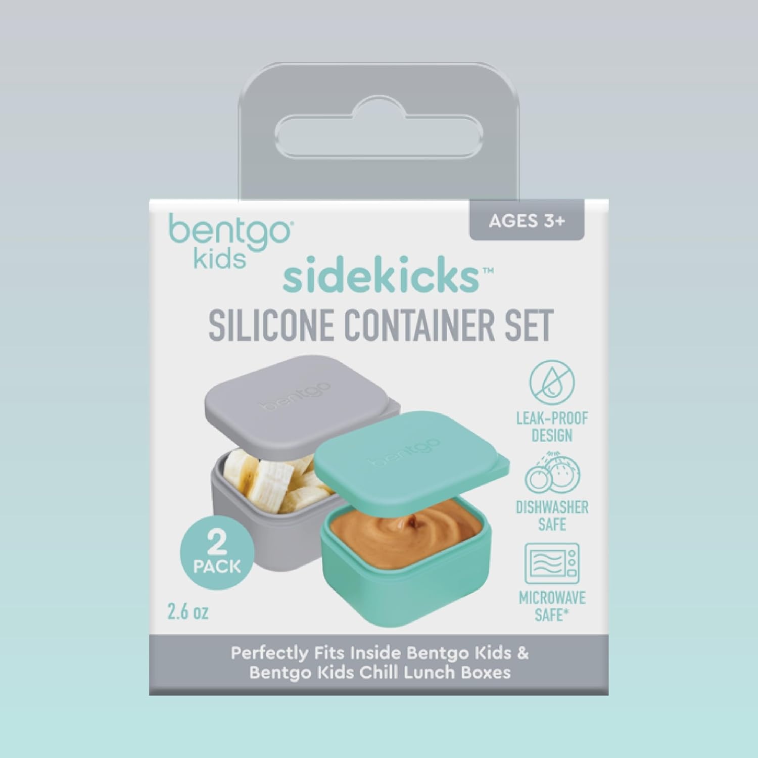 image:imageBentgo Sidekicks 2Pack Silicone Container Set Dipping Sauce Cups for Condiments amp Small Snacks Reusable Durable amp LeakProof Liquid Storage Salad Dressing Container 26 oz Gray amp AquaGray Aqua