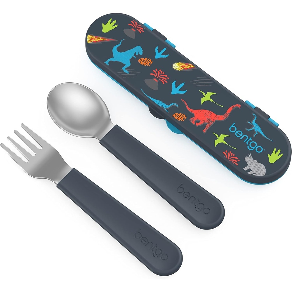 image:imageBentgo Kids Plastic Utensil Set with Fork Spoon amp Storage CaseDino