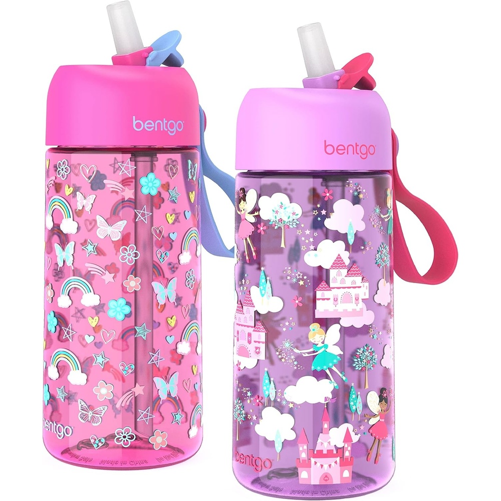 image:imageBentgo Kids Water Bottle LeakProof Durable Tritan PFAS amp BPAFree 15 fl oz KidsToddlers Ages 3 for School amp Sports Bite amp Sip Spout Carrying Handle Dishwasher Safe NEW Blooming FloralRainbows and Butterflies Fairies
