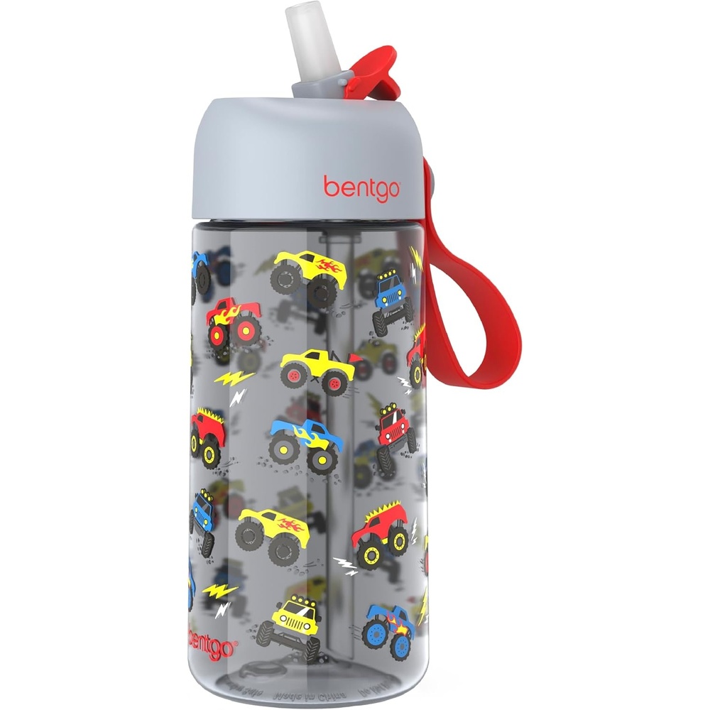 image:imageBentgo Kids Water Bottle LeakProof Durable Tritan PFAS amp BPAFree 15 fl oz KidsToddlers Ages 3 for School amp Sports Bite amp Sip Spout Carrying Handle Dishwasher Safe NEW Blooming FloralTrucks