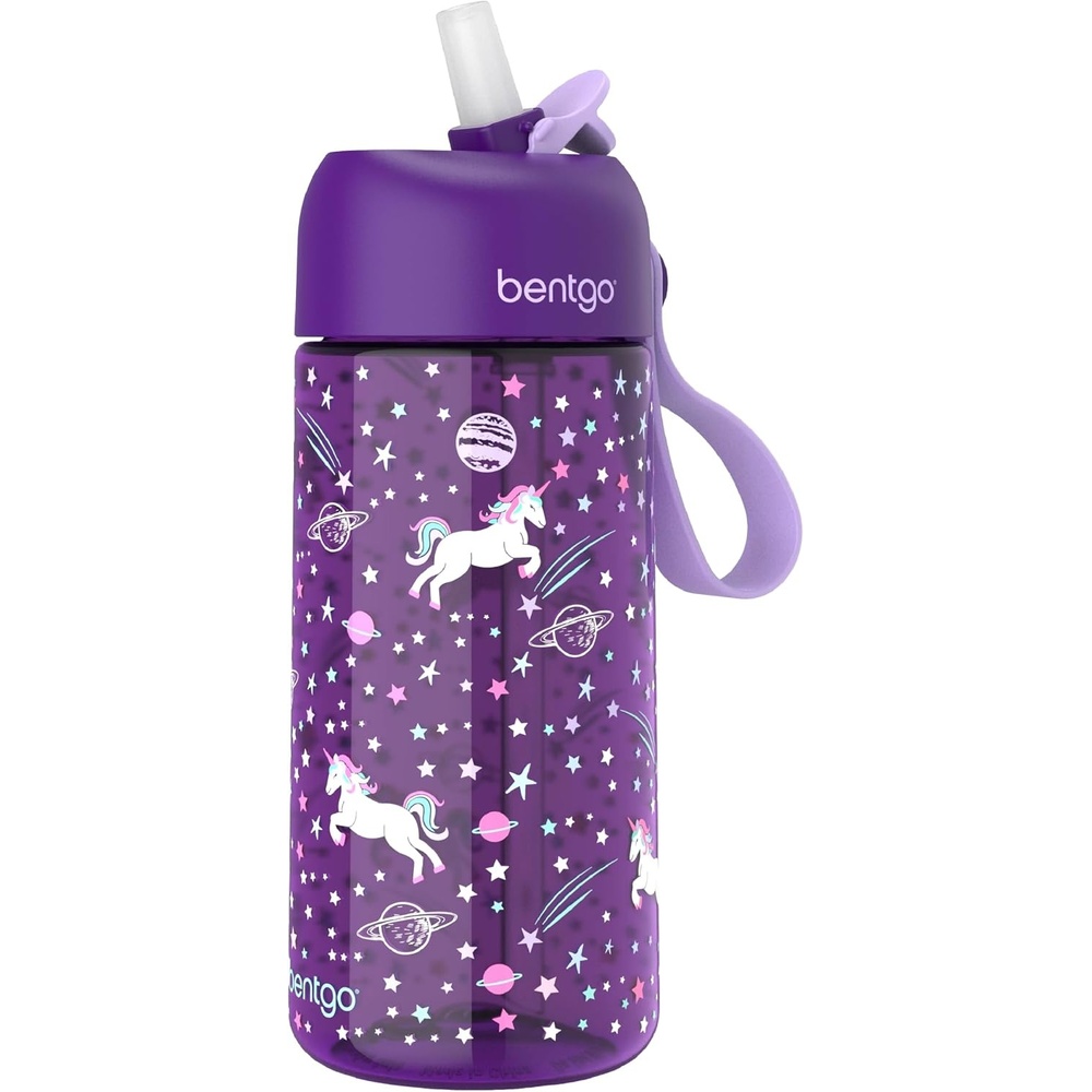 image:imageBentgo Kids Water Bottle LeakProof Durable Tritan PFAS amp BPAFree 15 fl oz KidsToddlers Ages 3 for School amp Sports Bite amp Sip Spout Carrying Handle Dishwasher Safe NEW Blooming FloralUnicorn
