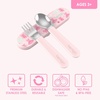 Bentgo Kids Plastic Utensil Set with Fork, Spoon, & Storage Case(Ballet and Bows)