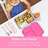 Bentgo Kids Plastic Utensil Set with Fork, Spoon, & Storage Case(Ballet and Bows)
