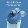 Bentgo Kids Water Bottle – Leak-Proof, Durable Tritan PFAS- & BPA-Free 15 fl oz, Kids/Toddlers Ages 3+ for School & Sports; Bite & Sip Spout, Carrying Handle, Dishwasher Safe (NEW Blooming Floral)(Blue)