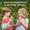 Bentgo Kids Water Bottle – Leak-Proof, Durable Tritan PFAS- & BPA-Free 15 fl oz, Kids/Toddlers Ages 3+ for School & Sports; Bite & Sip Spout, Carrying Handle, Dishwasher Safe (NEW Blooming Floral)(Glitter Edition – Silver)