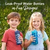 Bentgo Kids Water Bottle – Leak-Proof, Durable Tritan PFAS- & BPA-Free 15 fl oz, Kids/Toddlers Ages 3+ for School & Sports; Bite & Sip Spout, Carrying Handle, Dishwasher Safe (NEW Blooming Floral)(Rocket & Shark)