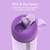 Bentgo Kids Water Bottle – Leak-Proof, Durable Tritan PFAS- & BPA-Free 15 fl oz, Kids/Toddlers Ages 3+ for School & Sports; Bite & Sip Spout, Carrying Handle, Dishwasher Safe (NEW Blooming Floral)(Purple)