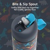 Bentgo Kids Water Bottle – Leak-Proof, Durable Tritan PFAS- & BPA-Free 15 fl oz, Kids/Toddlers Ages 3+ for School & Sports; Bite & Sip Spout, Carrying Handle, Dishwasher Safe (NEW Blooming Floral)(Dinosaur)