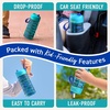 Bentgo Kids Water Bottle – Leak-Proof, Durable Tritan PFAS- & BPA-Free 15 fl oz, Kids/Toddlers Ages 3+ for School & Sports; Bite & Sip Spout, Carrying Handle, Dishwasher Safe (NEW Blooming Floral)(Shark)