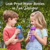 Bentgo Kids Water Bottle – Leak-Proof, Durable Tritan PFAS- & BPA-Free 15 fl oz, Kids/Toddlers Ages 3+ for School & Sports; Bite & Sip Spout, Carrying Handle, Dishwasher Safe (NEW Blooming Floral)(Blue)