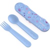 Bentgo Kids Plastic Utensil Set with Fork, Spoon, & Storage Case(Lavender Galaxy)