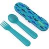 Bentgo Kids Plastic Utensil Set with Fork, Spoon, & Storage Case(Sharks)