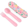 Bentgo Kids Plastic Utensil Set with Fork, Spoon, & Storage Case(Tropical)