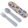 Bentgo Kids Plastic Utensil Set with Fork, Spoon, & Storage Case(Trucks)