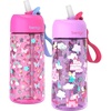 Bentgo Kids Water Bottle – Leak-Proof, Durable Tritan PFAS- & BPA-Free 15 fl oz, Kids/Toddlers Ages 3+ for School & Sports; Bite & Sip Spout, Carrying Handle, Dishwasher Safe (NEW Blooming Floral)(Rainbows and Butterflies & Fairies)