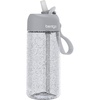 Bentgo Kids Water Bottle – Leak-Proof, Durable Tritan PFAS- & BPA-Free 15 fl oz, Kids/Toddlers Ages 3+ for School & Sports; Bite & Sip Spout, Carrying Handle, Dishwasher Safe (NEW Blooming Floral)(Glitter Edition – Silver)