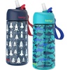 Bentgo Kids Water Bottle – Leak-Proof, Durable Tritan PFAS- & BPA-Free 15 fl oz, Kids/Toddlers Ages 3+ for School & Sports; Bite & Sip Spout, Carrying Handle, Dishwasher Safe (NEW Blooming Floral)(Rocket & Shark)