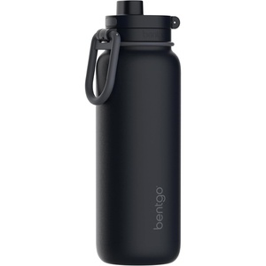 Bentgo Flip 2-in-1 Straw & Chug Leak-Proof Insulated Water Bottle, 24 fl oz(Back to Black)