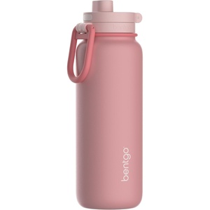 Bentgo Flip 2-in-1 Straw & Chug Leak-Proof Insulated Water Bottle, 24 fl oz(Blushing)