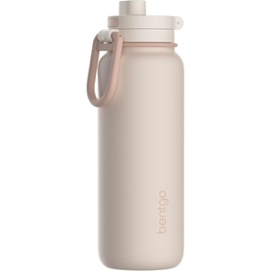 Bentgo Flip 2-in-1 Straw & Chug Leak-Proof Insulated Water Bottle, 24 fl oz(Cafe Au Lait)